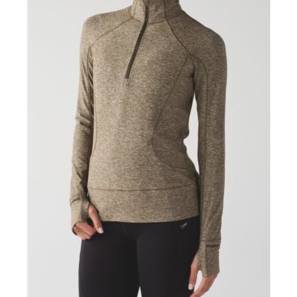 Lululemon Rush Hour 1/2 Zip Sweatshirt with Thumbholes Size 4 Color Olive Green - Picture 1 of 8